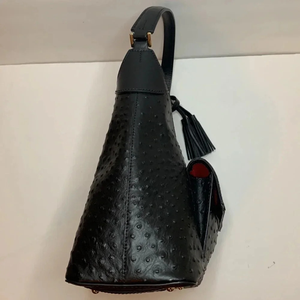 Dooney Bourke Shoulder Bag Hobo Ostrich Leather Black NWT - Picture 6 of 12
